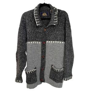 VINTAGE PRESIDENT STONE Men’s Wool Button Front Cardigan Sweater Grey L